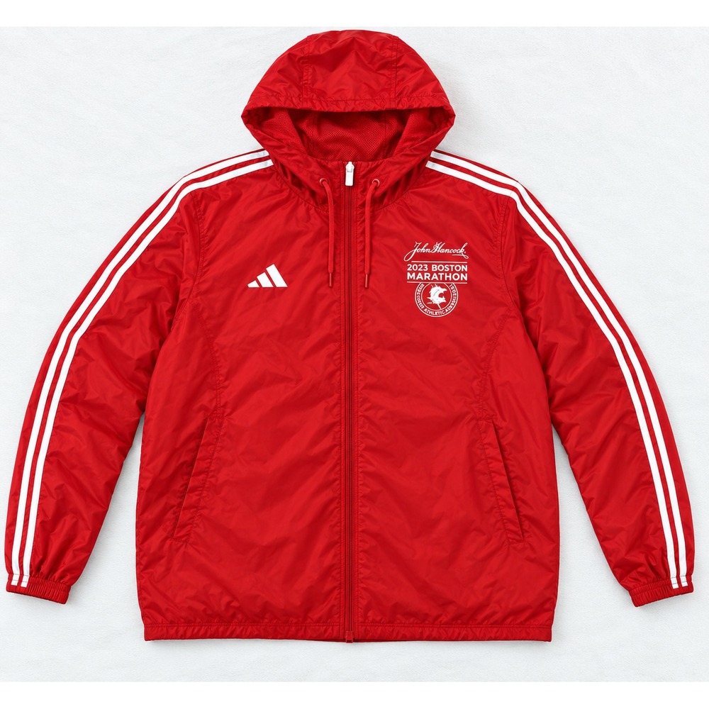 Adidas Boston Marathon Jacket Mens 2XL Red 2023 Boston Medical Windbreaker